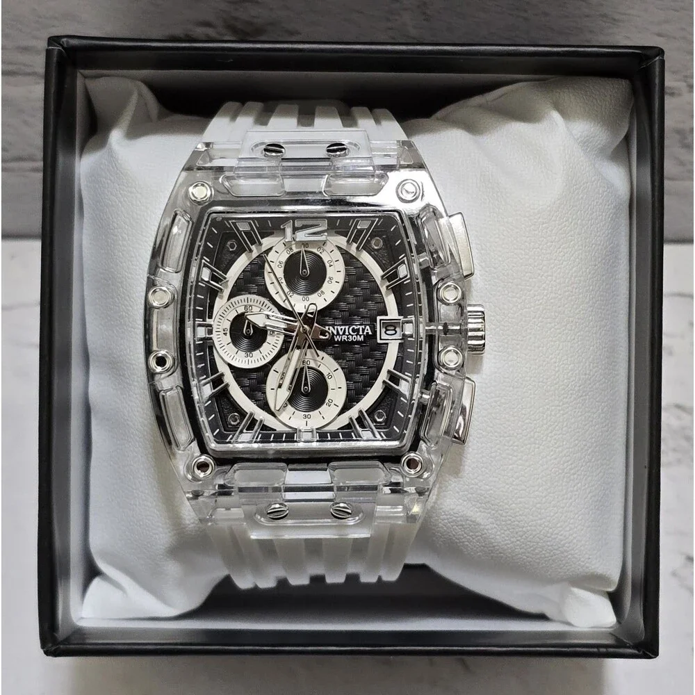 Invicta S1 Rally Mens 42mm White Black Carbon Chronograph Watch 70145 Brand New